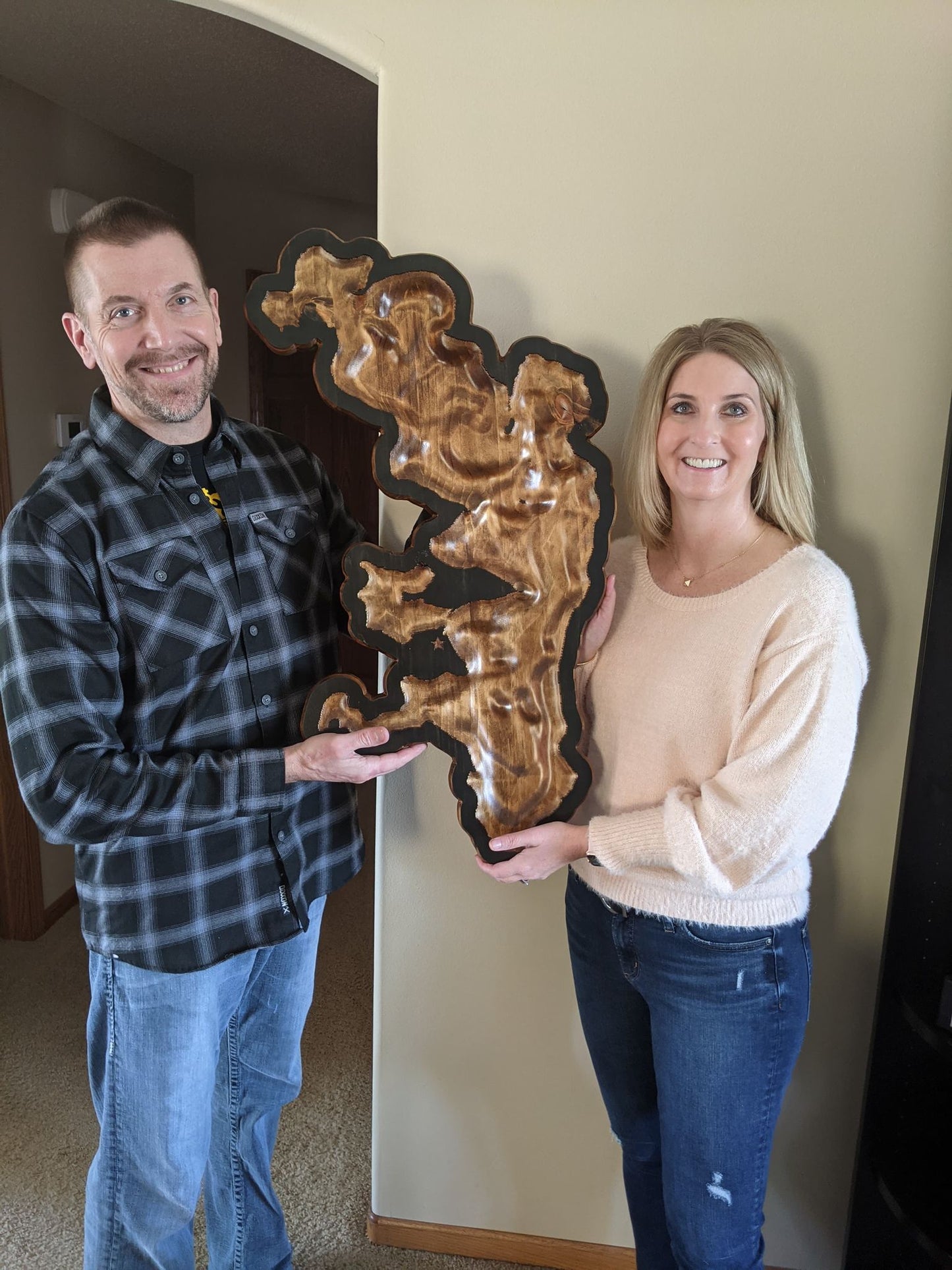 Franklin Lake 3D Wood Map - Solid Pine 24"x36"