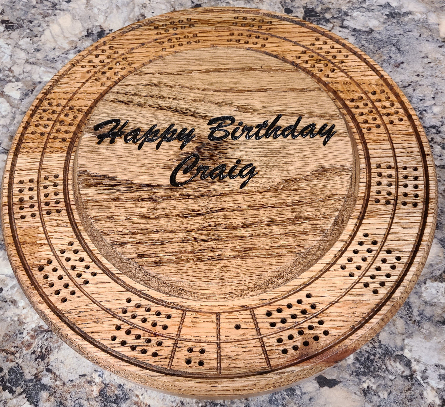 Round Cribbage Board with Custom Lid