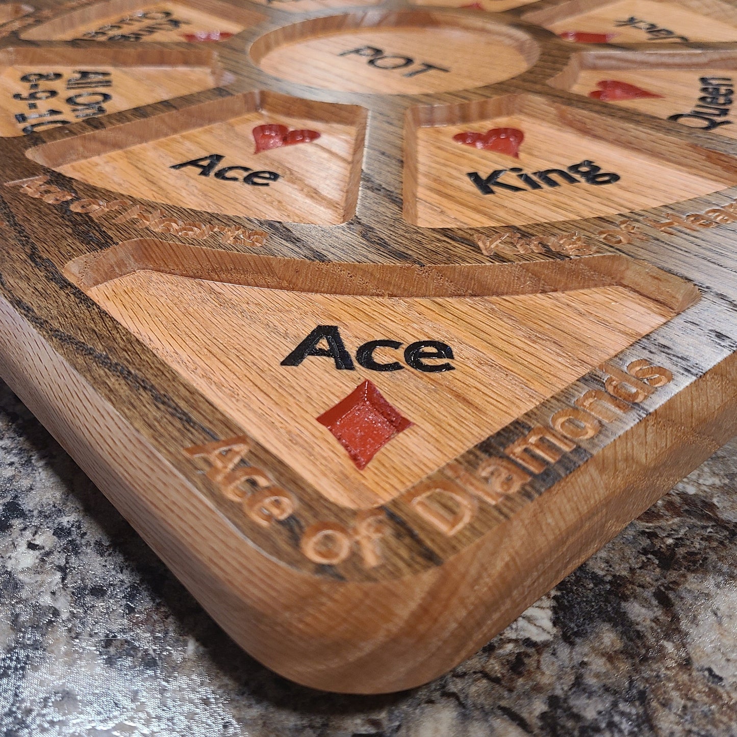 Limited Edition 20"x20" Solid Red Oak Tripoli, Michigan Rummy or Rummoli Board (6-7-8 with Turn Table)