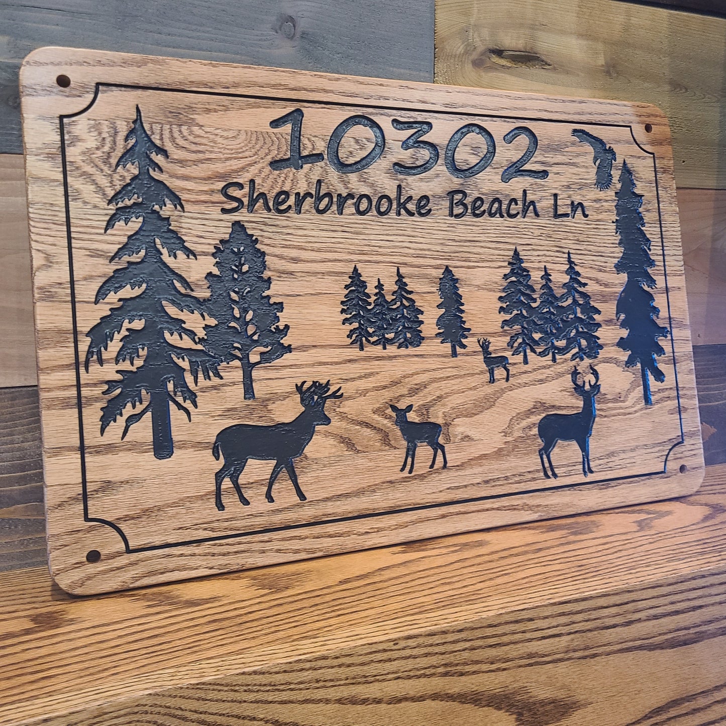 Deer and Trees Family Cabin Signs, Welcome or Lake Home Signs