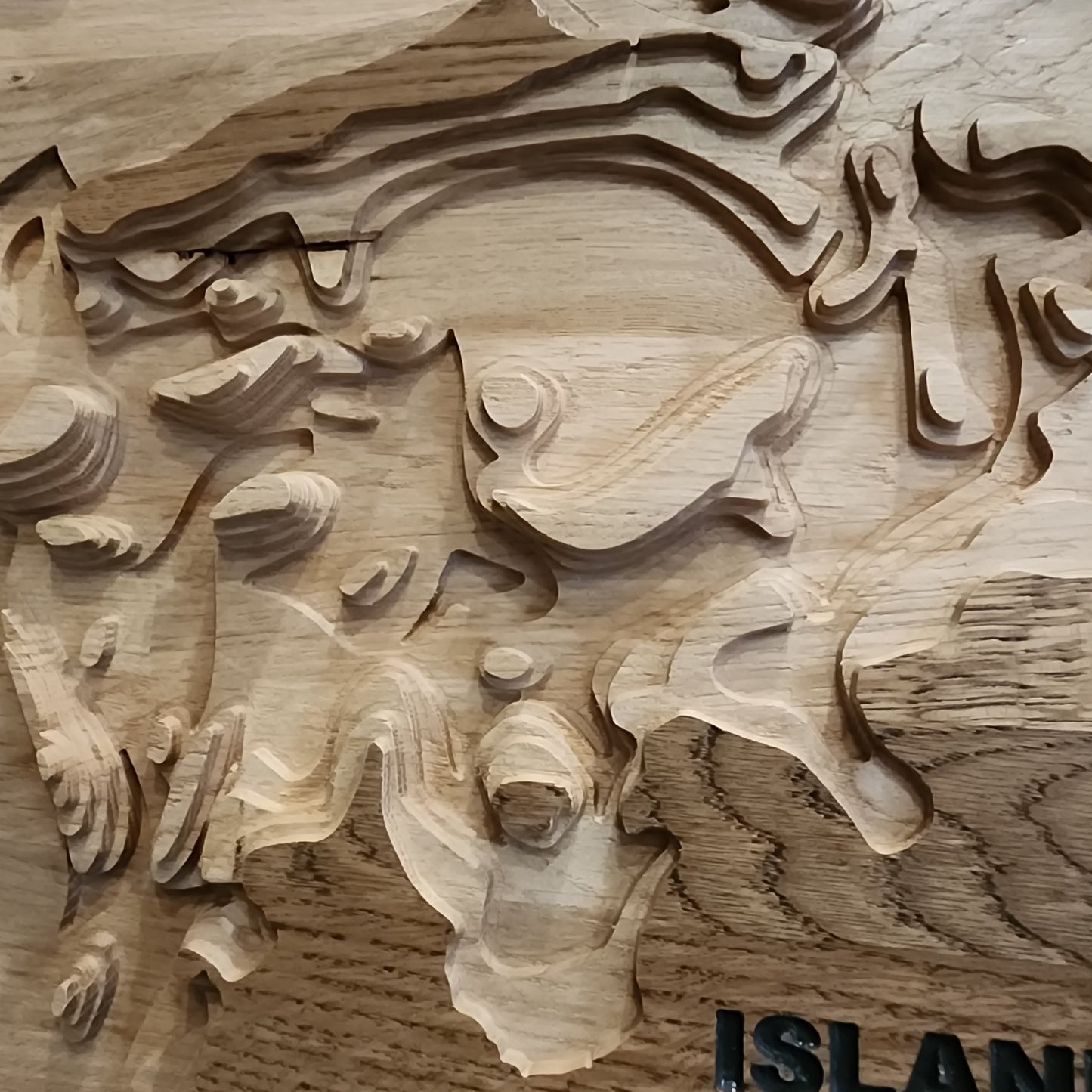 Island Lake 2.5D Wood Map - Solid White Oak 24"x24"