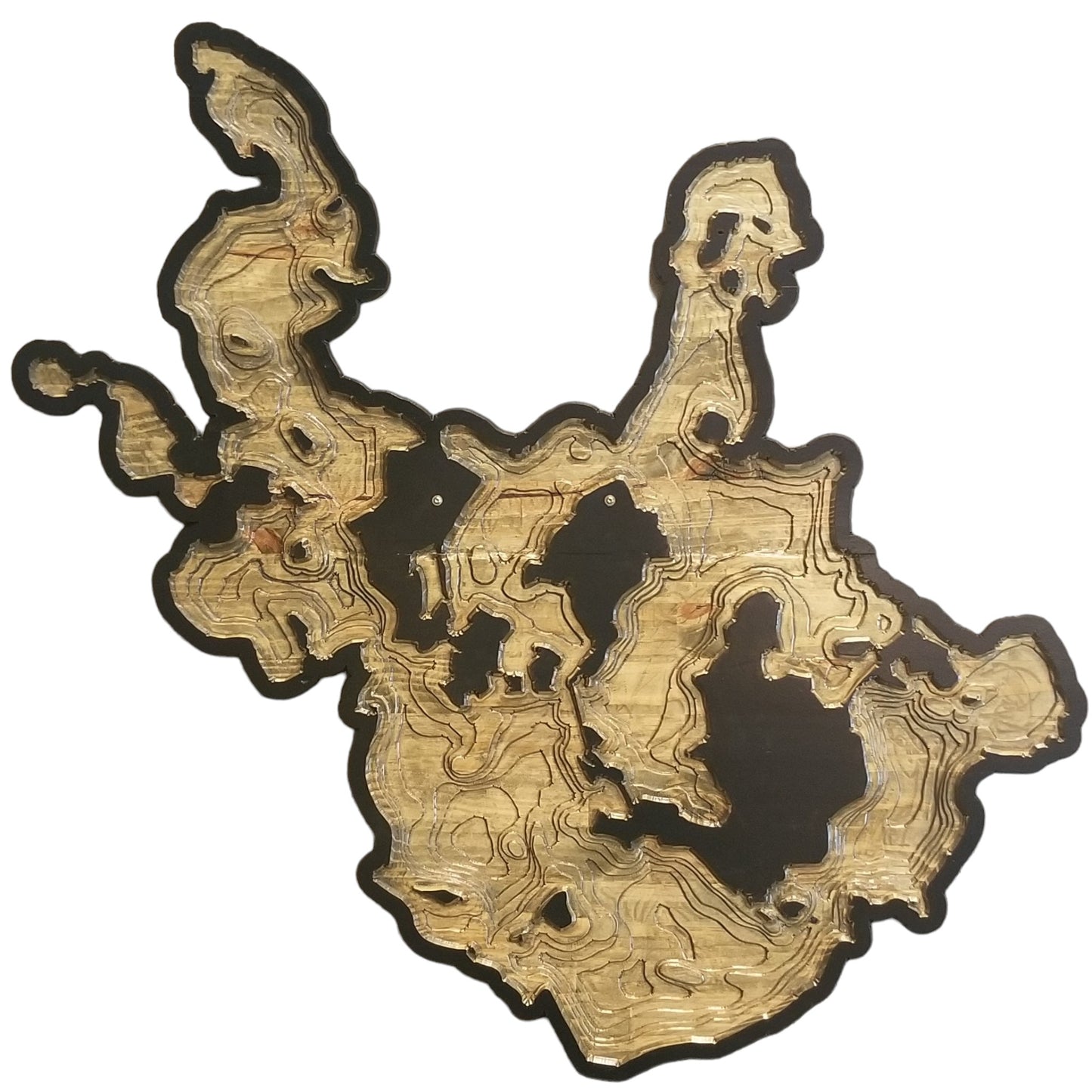 Little Cormorant Lake 2.5D Wood Map - Solid Pine 48"x48"