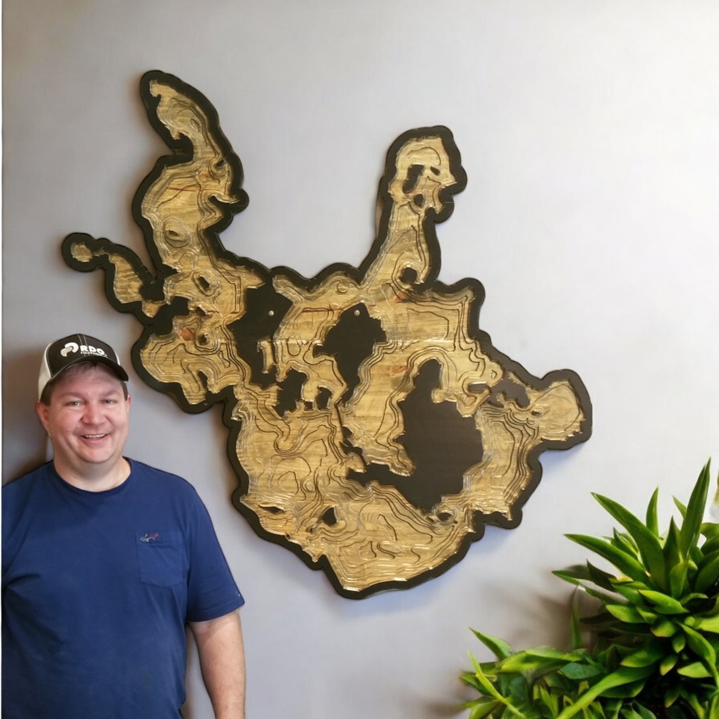 Little Cormorant Lake 2.5D Wood Map - Solid Pine 48"x48"