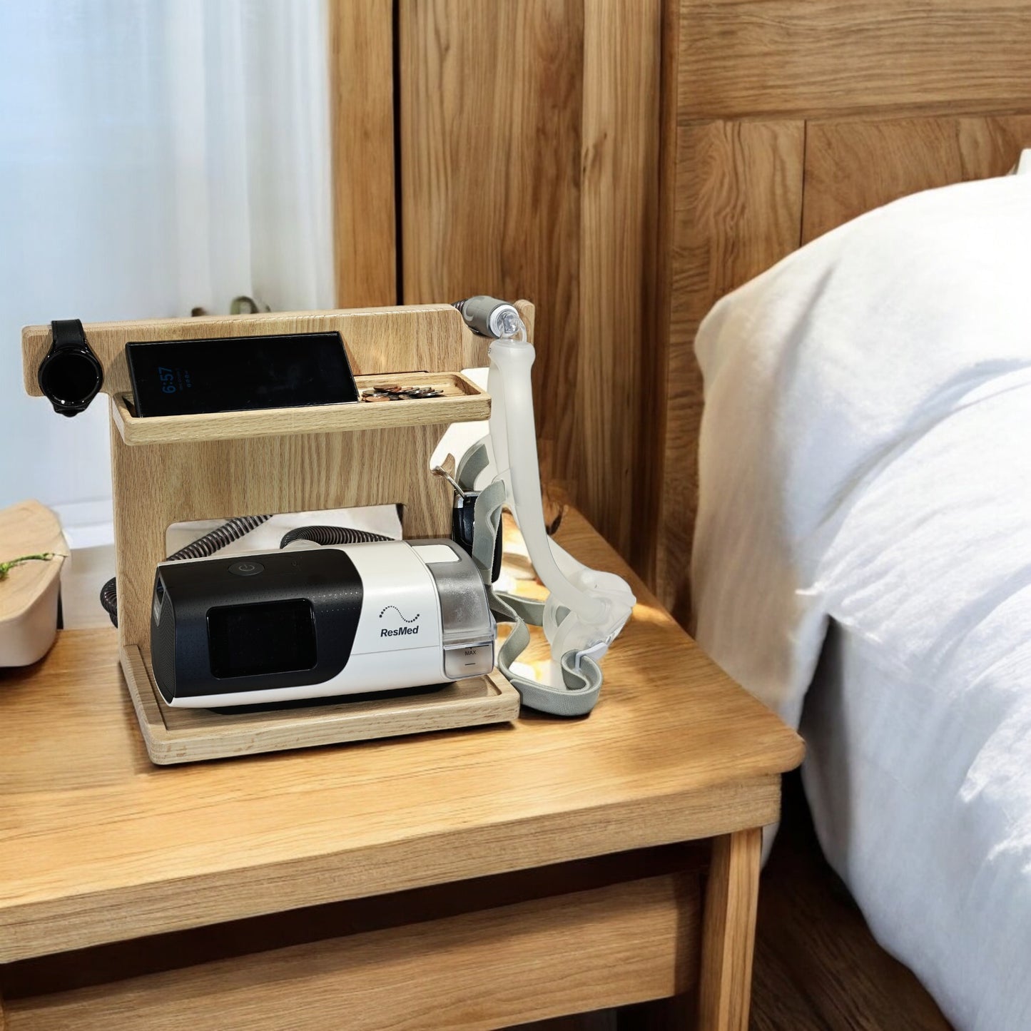 CPAP Stand with Catchall Trays for Phone, Watches and more (Small)