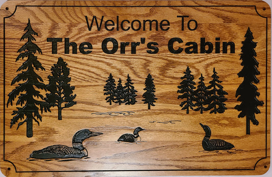 Loons and Trees Family Cabin Signs, Welcome or Lake Home Signs