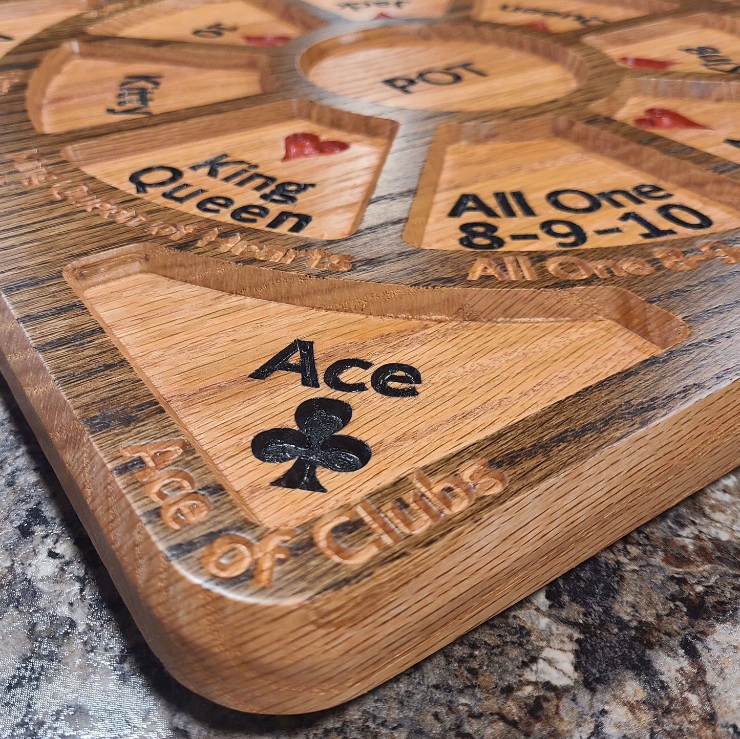 Limited Edition 16"x16" Solid Red Oak Tripoli, Michigan Rummy or Rummoli Board (8-9-10 with Turn Table)