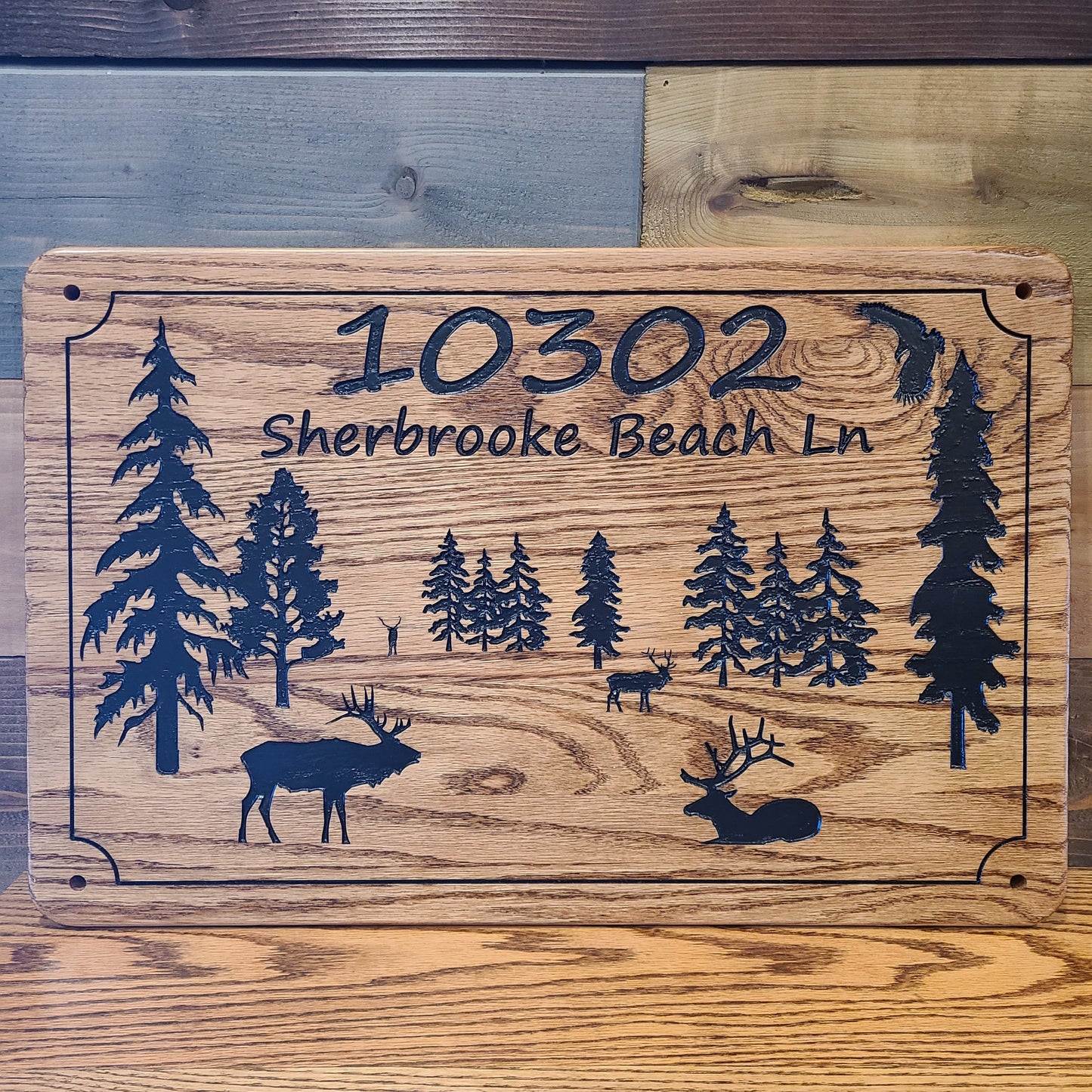 Elk and Trees Family Cabin Signs, Welcome or Lake Home Signs