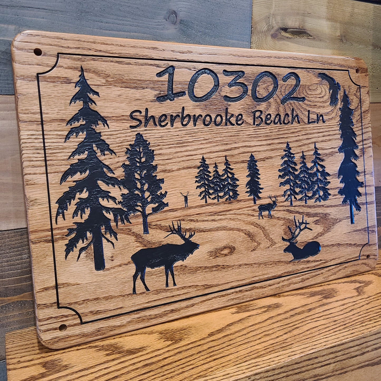 Elk and Trees Family Cabin Signs, Welcome or Lake Home Signs