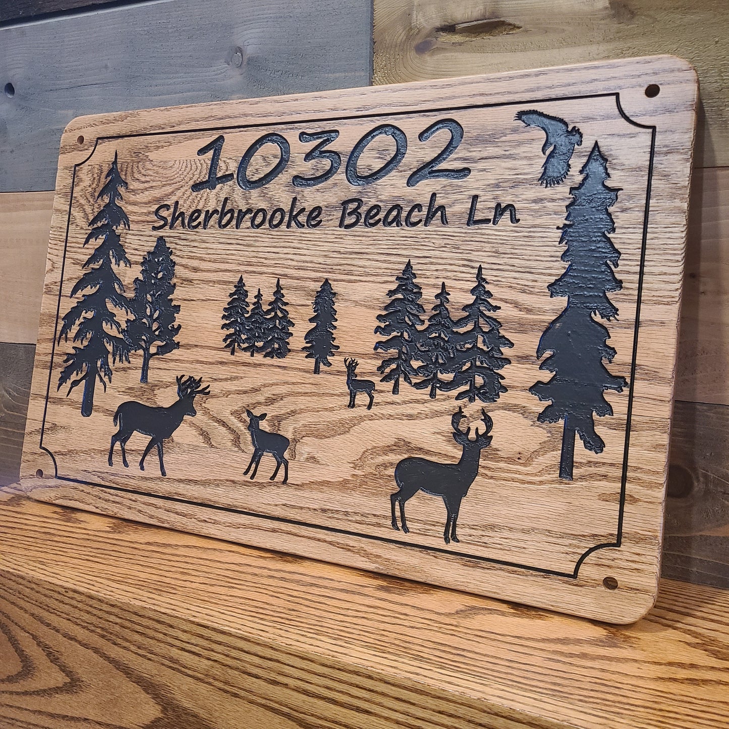 Deer and Trees Family Cabin Signs, Welcome or Lake Home Signs