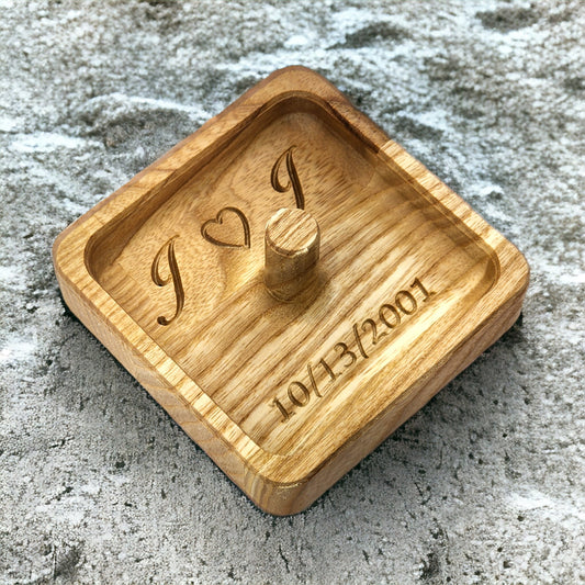 Personalized Secure Ring Holder, Wood Ring Holder